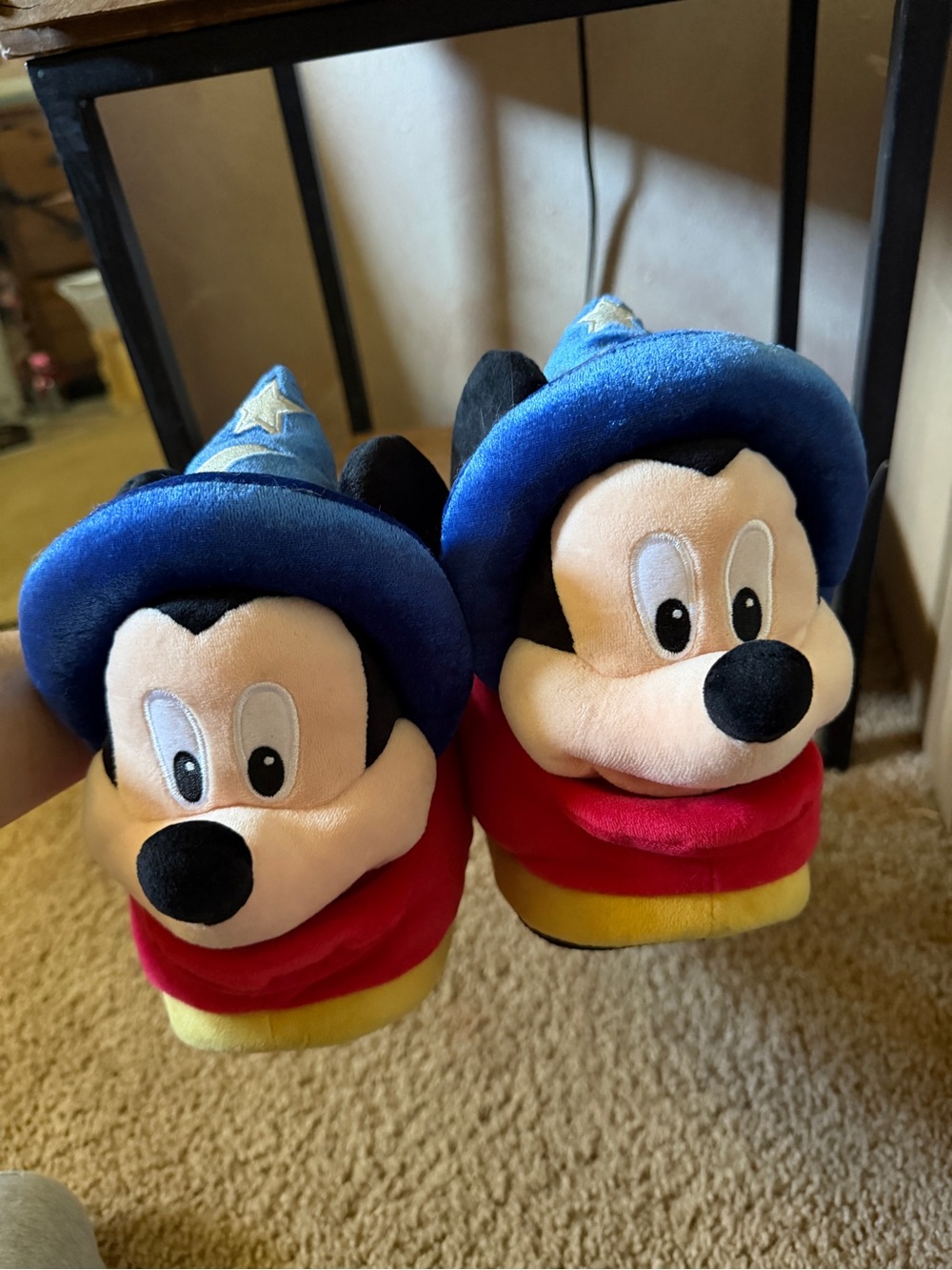 EXPODisney Sorcerer Mickey Plush Slippers - Blue Hat, Red & Yellow Accents